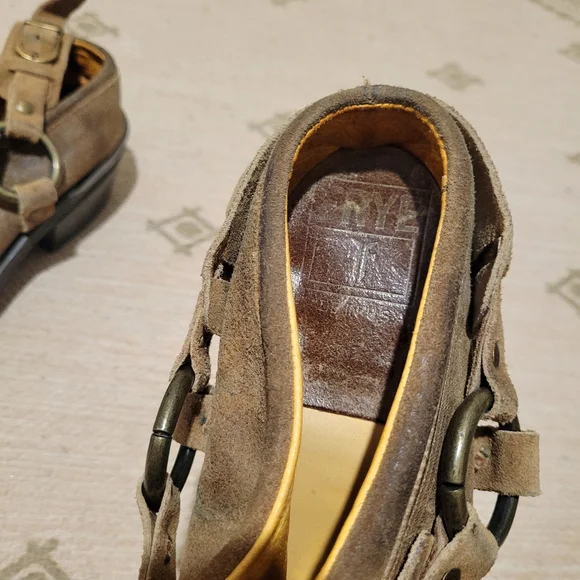 Frye Tan Leather Mules with Buckle Detail - Picture 7 of 8